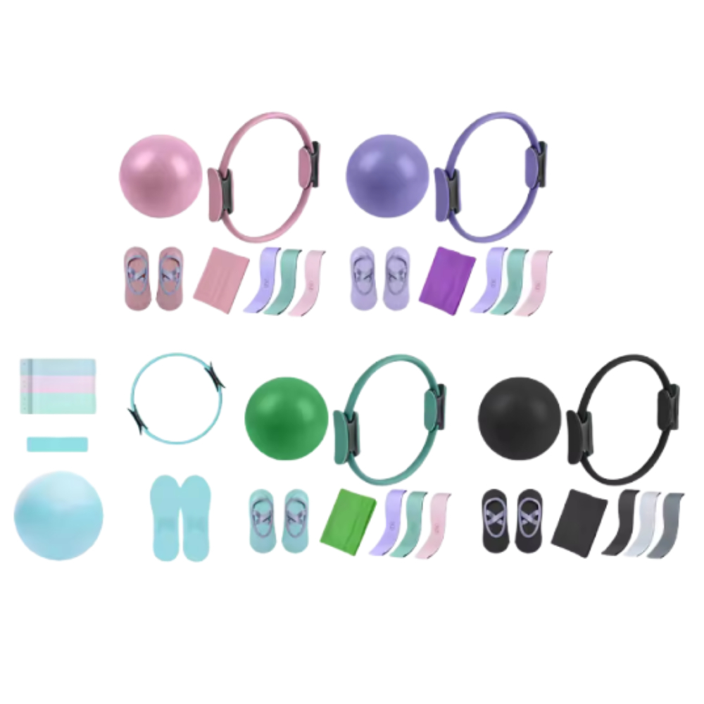 Pilates Bar Kit With Resistance Bands - 5Pcs Pilates Essential Kit with Toning