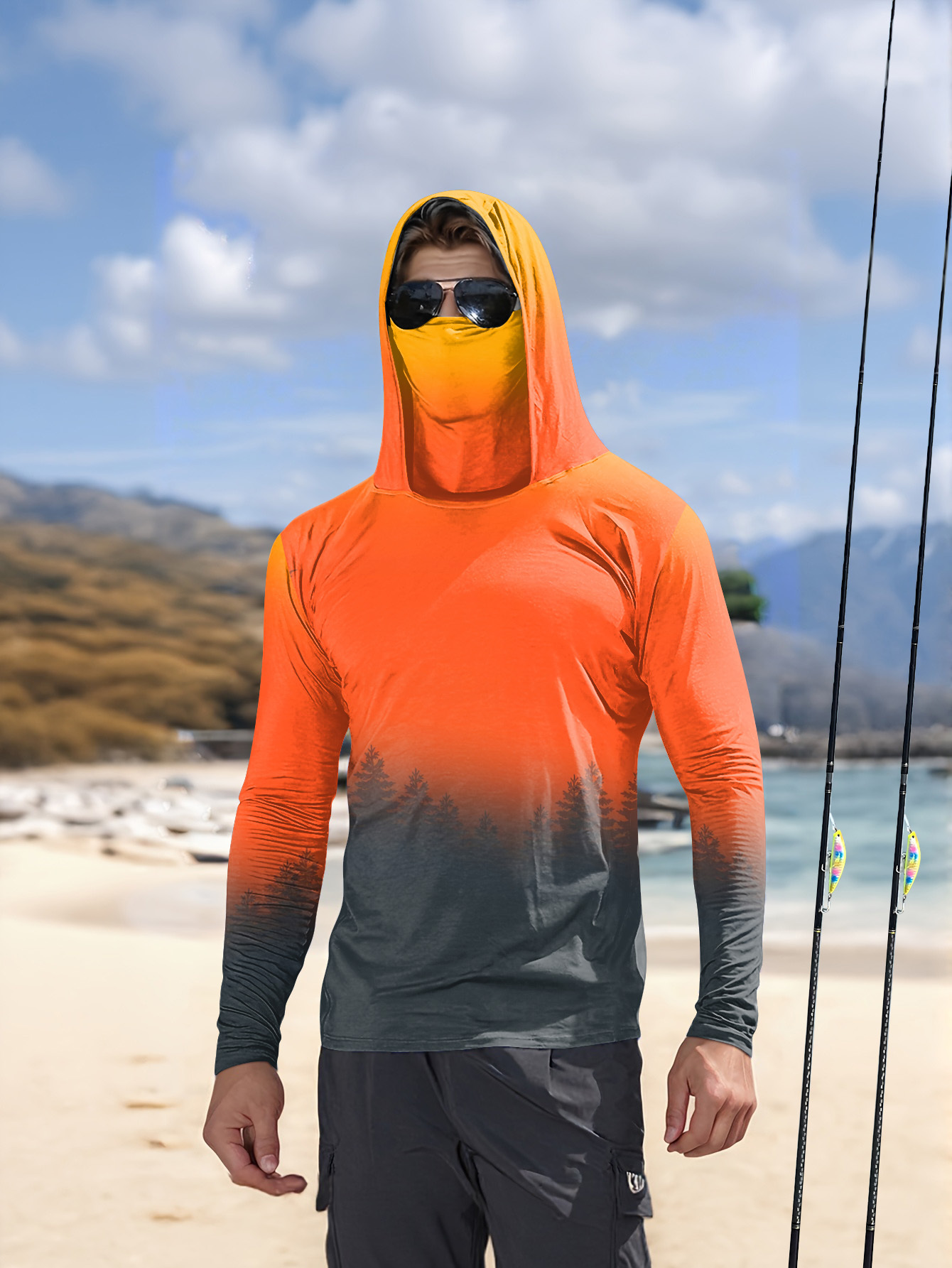 Fishing - Men's Gradient Forest Printed Sunscreen Fishing