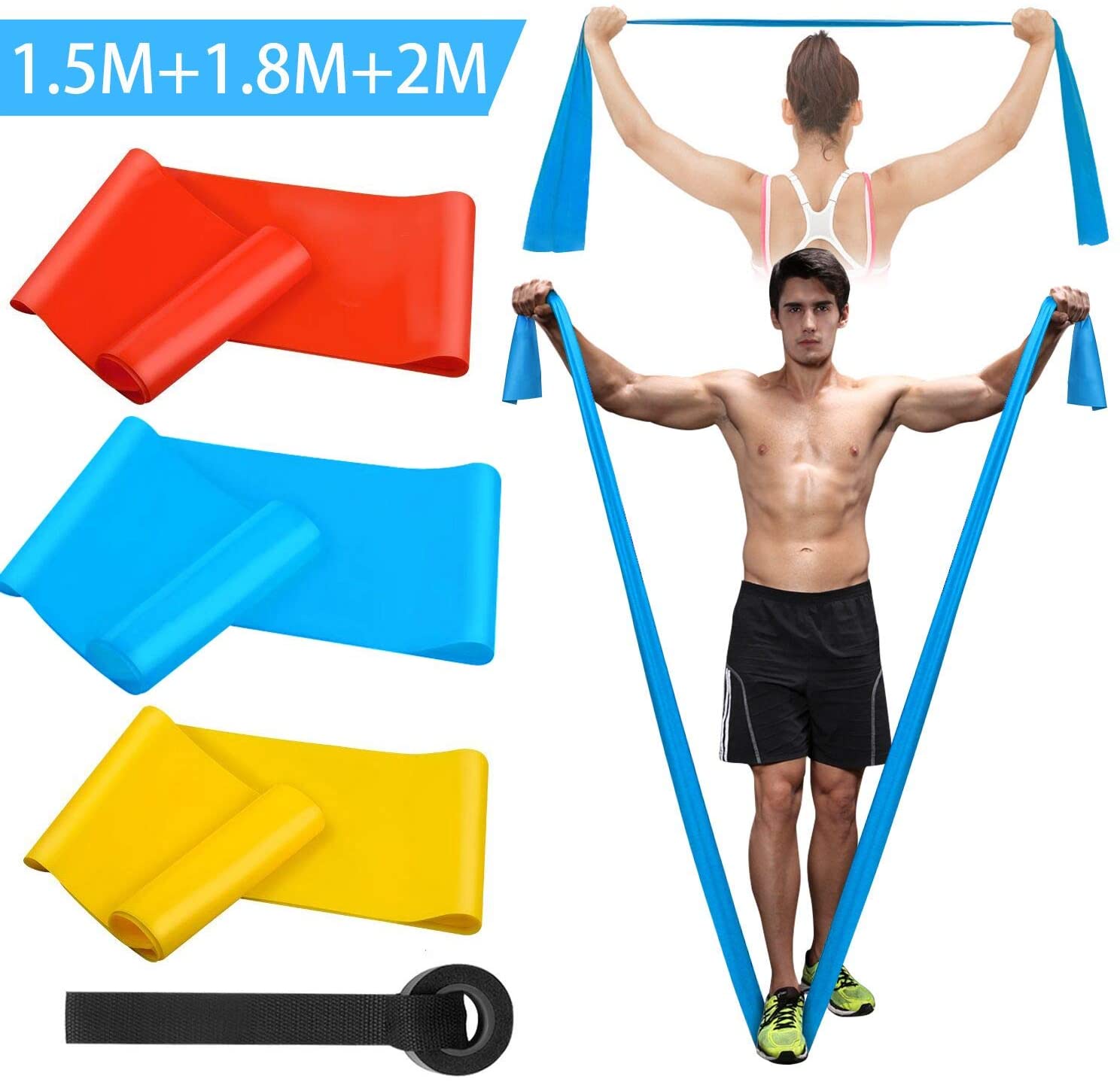 Elastic Fitness Bands 3Pcs Res - огляд і ціна Pilates Bar Kit With Resistance Bands