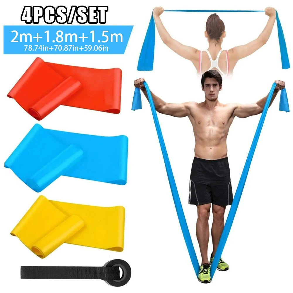4Pcs/Set Elastic Fitness Bands - огляд і ціна Pilates Bar Kit With Resistance Bands
