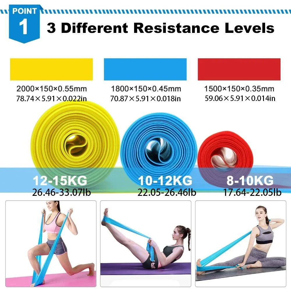 4Pcs/Set Elastic Fitness Bands - огляд і ціна Pilates Bar Kit With Resistance Bands